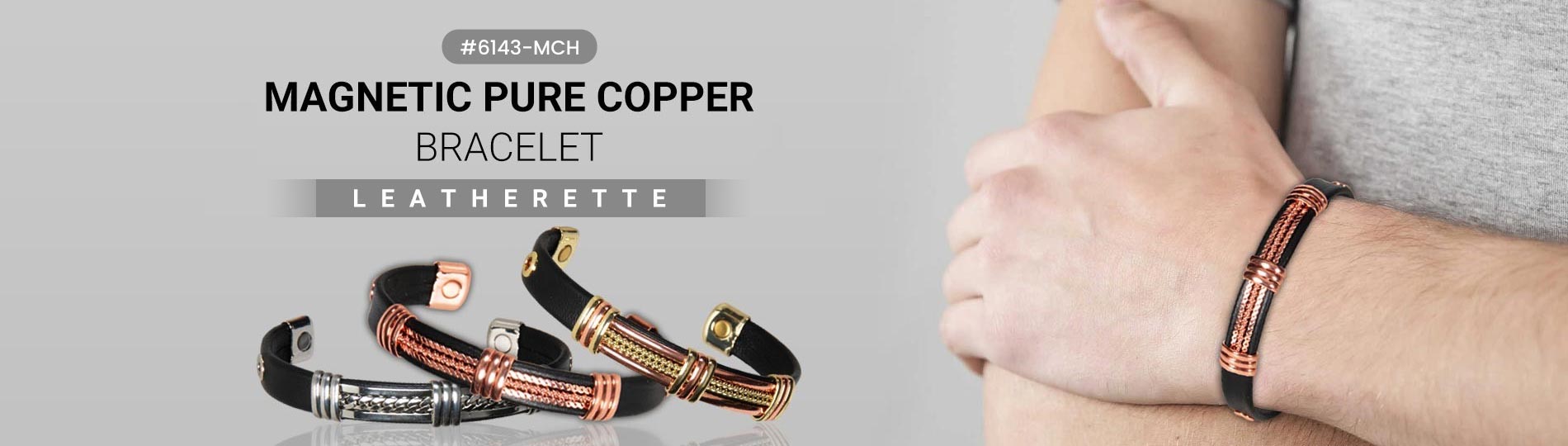 Magnetic Pure Copper Leatherette Cuffs