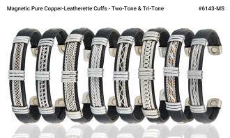 Wholesale Magnetic Pure Copper Leatherette Cuffs at Volume Discountin Seattle, Washington