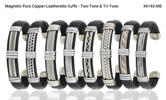 Wholesale Magnetic Pure Copper Leatherette Cuffs at Volume Discountin Surprise, Arizona